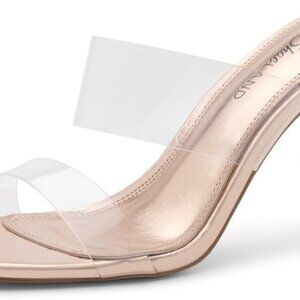 Clear Heels Women Synthetic 3.75 in Block Dressy Slip-On Wedding Party